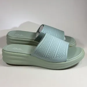 Clarks Size-9W Cloudsteppers Washable Slide Drift Twist Sandals‎ Mint thumbnail 4