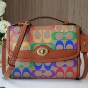 coach Restored Kip Turnlock Crossbody In Rainbow Signature Canvas cr583 thumbnail 3