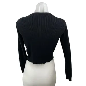 Brandy Melville Women's Black Ribbed Knit Button Up Cardigan Sweater Top Size S thumbnail 4