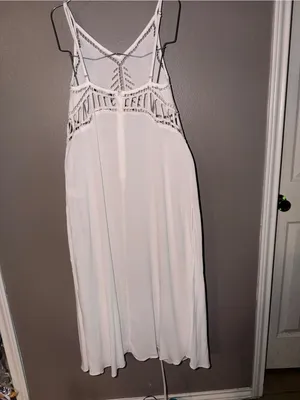 Lulus White Crochet Lace Cover Up Dress Small Beach Resort Vacation thumbnail 4