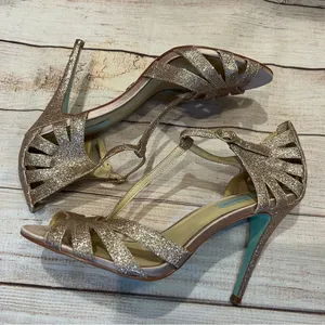 Blue By Betsey Johnson SB-Tee Champagne Glitter Dress Stiletto Heels WOMENS 10 thumbnail 5