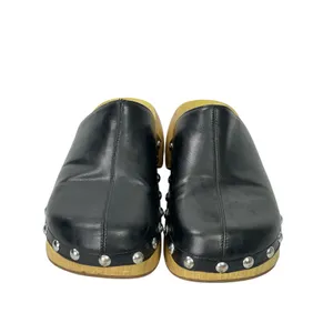 Zara Womens Black Studded Faux Leather Round Toe Slip On Mules Clogs Shoes 8.5 thumbnail 2
