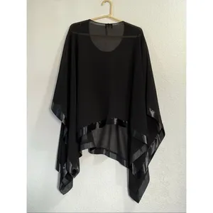 MSK Top Womens one size Black Sheer Poncho Overlay Evening Party Dressy thumbnail 3