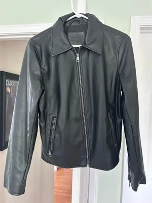 Levi black leather jacket thumbnail 1