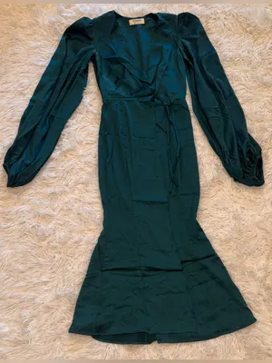 NEW HOUSE OF CB Shilol wrap dress emerald green Sz XS thumbnail 10