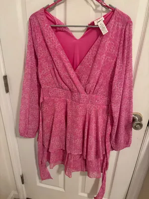 Pink Thin Long Sleeve Dress Size M thumbnail 1
