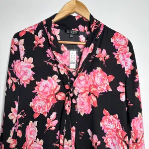 J. Crew NWT Midnight Rose Tie Neck Long Sleeve Blouse Size Small thumbnail 3
