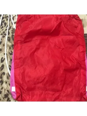 Jansport Red & Pink Vintage Drawstring Bag, Used thumbnail 6