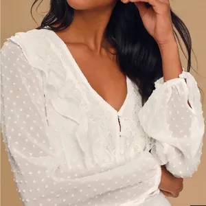 Lulu’S Clareese One Piece Jumpsuit Lace Ivory Long Sleeve Bridal Xs thumbnail 8