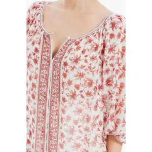 💕MAX STUDIO💕 V-Neck Long Sleeve Georgette Top ~ Red Chintzy Rambler Large NWOT thumbnail 5