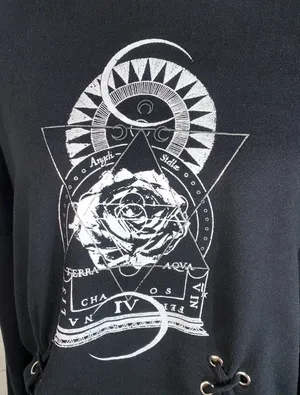 Hot Topic - Geometric Floral Lace Up Sweatshirt size L thumbnail 9