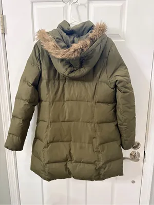 Merona Olive Green Puffer Coat with Faux Fur Trim Hood thumbnail 8