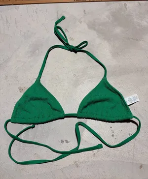 Aerie Green Textured Triangle Bikini Top medium thumbnail 1