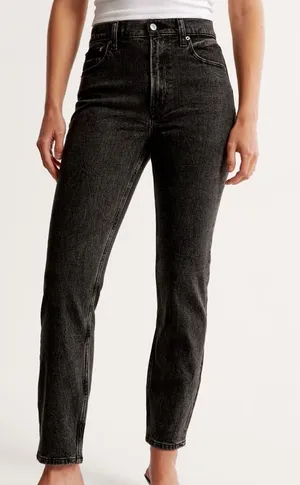 Abercrombie The Mom Jeans High Rise Black Wash thumbnail 1