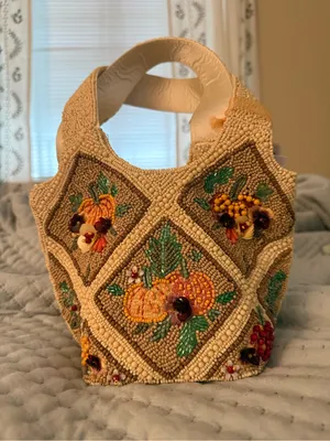 Viral TJ Maxx Beaded Fall Pumpkin Bag in Cream and Orange thumbnail 1