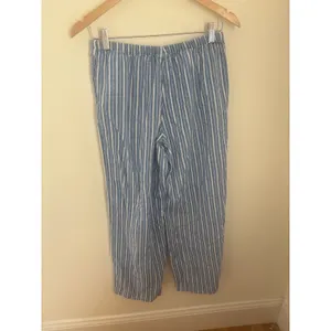 A New Day Blue White Striped Linen Blend Elastic‎ Waist Straight Leg Pants S thumbnail 4