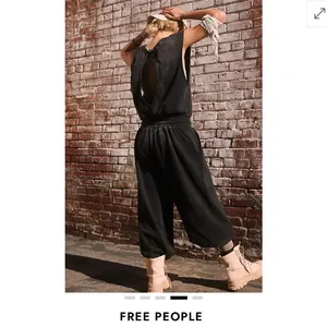 Free People Black Wide-Leg Drawstring Jumpsuit thumbnail 2