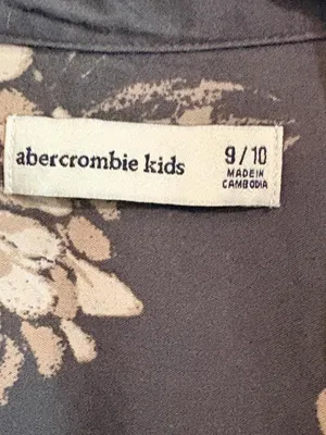 Abercrombie & Fitch Boy’s Short Sleeve Floral Shirt - Charcoal/Beige Sz 9 thumbnail 2