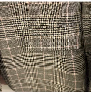 Tahari Arthur S. Levine Plaid Blazer - Grey/Pink Glen Check - Size 4 thumbnail 3