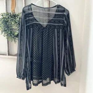 Free‎ People "Feather in the Wind" Sheer Boho Airy Embellished Tunic Size S thumbnail 7