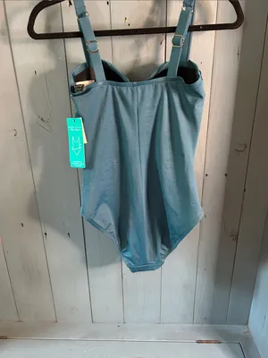 Aqua Green Shape + Style Blue/Green Ruched One-Piece Bathing Suit | Size 6 - New thumbnail 6