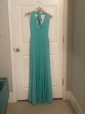 Free People Aqua Halter Wide-Leg Jumpsuit thumbnail 3