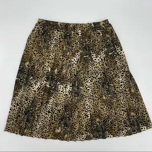 Vintage Hidden Leopard Faces Pleated Skirt Animal Print‎ 80s Drama Eclectic Fun thumbnail 3