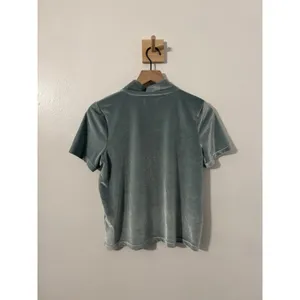 Madewell Women’s Velvet Mockneck Short Sleeve Top Medium Teal Blue Minimalist thumbnail 5