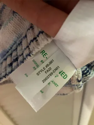 J Crew Blue White Cotton Boxy Fisherman Sweater Size XS thumbnail 4
