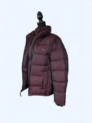 Vintage Y2K Calvin Klein Oversized Burgundy Puffer Retro 00s Jacket size small thumbnail 5
