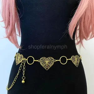 Gold Y2K Butterfly Heart Open Ring Chain Belt, Fits 25-44 Inches, X7GA1318 thumbnail 2