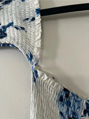 Altar'd State Blue White Floral Smocked Maxi Dress Medium Coastal Euro Summer thumbnail 5
