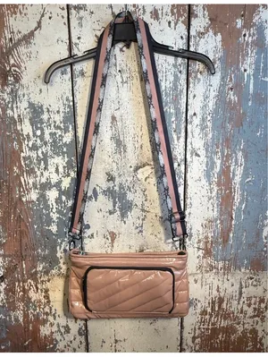 Think Royln Puffer crossbody purse Tan black snakeskin strap + cosmetic bag thumbnail 2