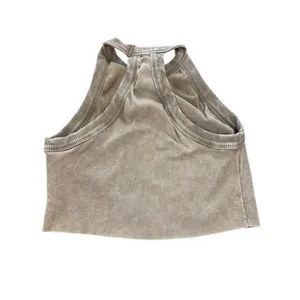 Free People Movement Crop Tank Top Ribbed Halter Olive Green M‎ thumbnail 2
