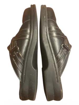 Clark’s black leather slip-on mule clogs crisscross strap women’s  Size 8 thumbnail 4