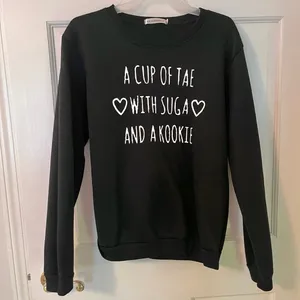 BTS Kpop Quote Black Long-Sleeve Fleece Pullover Crewneck Sweatshirt thumbnail 2