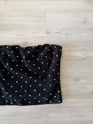Pretty Garbage Black Polka Dot Strapless Crop Top Size M thumbnail 2