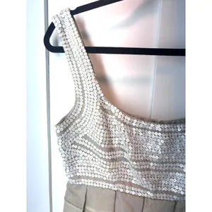 Gold Sequin Mini Dress Fairy Coquette Carmen Marc Valvo Size 4 Y2K thumbnail 3