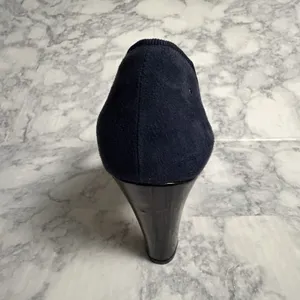 Re-Mix Vintage Footwear Cloche‎ T-straps in Navy Suede/Black Patent, Size 6 thumbnail 7
