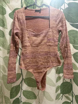 Ribbed Long-Sleeve Bodysuit Mauve thumbnail 1