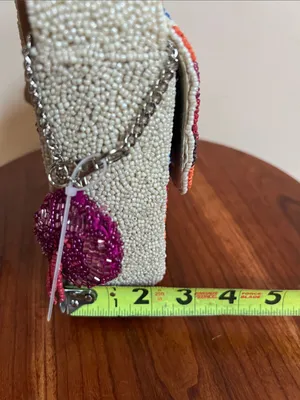 Handcrafted Beaded Multicolor Shoulder Bag - Neutral Strap festival beaded art thumbnail 9