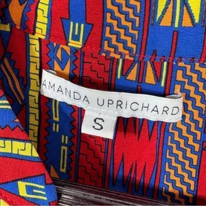 Amanda Uprichard Aztec Native Print Silk Tunic Blouse‎ Red Small thumbnail 10