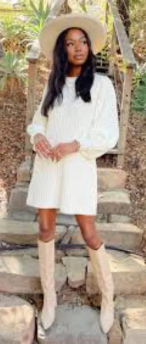 Show Me Your MuMu | Dixon Chenille‎ Ivory Sweater Medium Dress - Retail $158 thumbnail 1