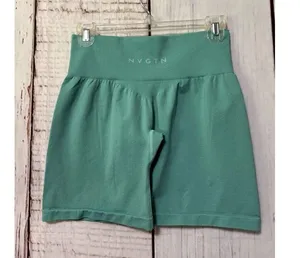NVGTN Women's High Waisted Pro Seamless Compression Shorts 4.5" Teal Size Medium thumbnail 2