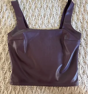 Express Purple faux leather crop top thumbnail 1