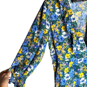 CODE x MODE Floral Maxi Dress XL Empire‎ Waist Drop Waist Ruffle Bishop Sleeve thumbnail 7
