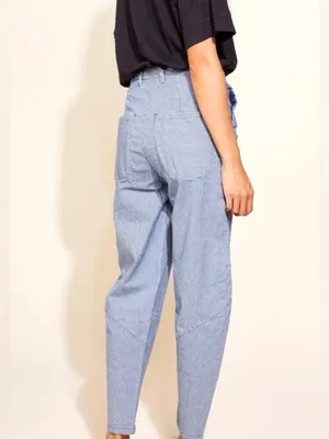 Nw/oTags Built by Wendy Angle Trousers Barrel Leg High Waist Engineer Stripe M thumbnail 3