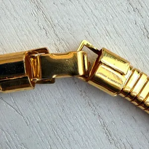 Vintage 1980s Gold Tone Omega Necklace & Matching Earrings Set thumbnail 7