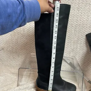 Lucky Brand Tilaree Womens Black Leather Suede Slip On Tall Boots Size 6.5‎ thumbnail 8