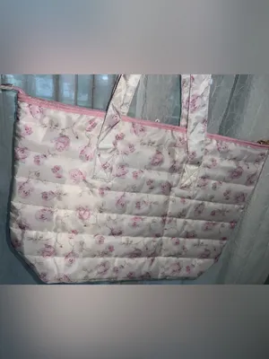 LoveShackFancy x Target - Yoobi Ribbon Rosa Quilted Tote Bag Sterling Dusk thumbnail 7